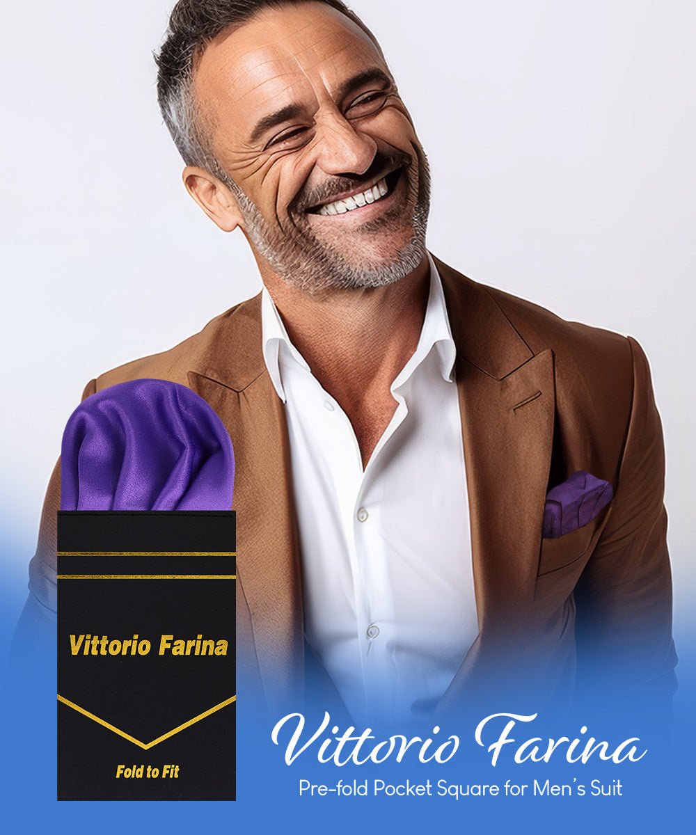 Vittorio Farina Men's Pre - Folded Pocket Square: Puff - PS - PREFOLD - PUFF_PURPLE - Classy Cufflinks