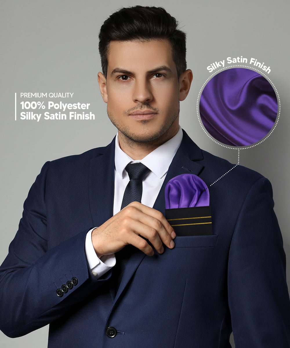 Vittorio Farina Men's Pre - Folded Pocket Square: Puff - PS - PREFOLD - PUFF_PURPLE - Classy Cufflinks