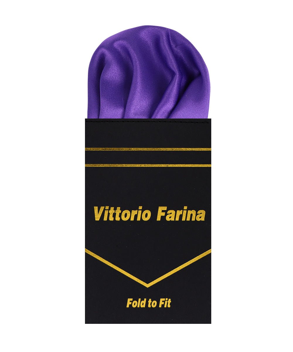 Vittorio Farina Men's Pre - Folded Pocket Square: Puff - PS - PREFOLD - PUFF_PURPLE - Classy Cufflinks