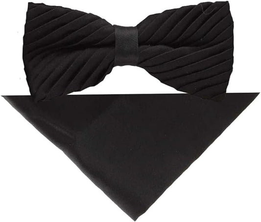 Vittorio Farina Pleated Bow Tie & Pocket Square - rbh - 01 - Classy Cufflinks