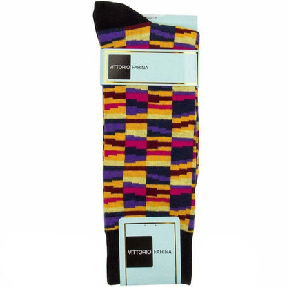 Vittorio Farina Men's Cotton Anklett Crazy Stripe Dress Socks