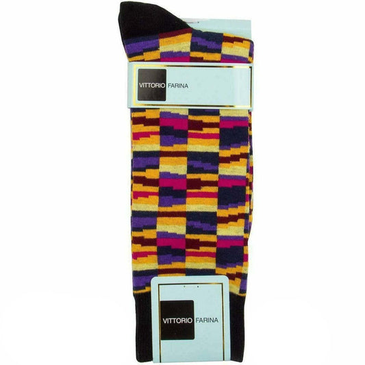 Vittorio Farina Men's Cotton Anklett Crazy Stripe Dress Socks