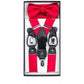 Vittorio Farina Men's Clip End Suspender, Bow Tie and Pocket Square Set with Silver Hardware in Gift Box: 70% Polyester & 30% Elastomer