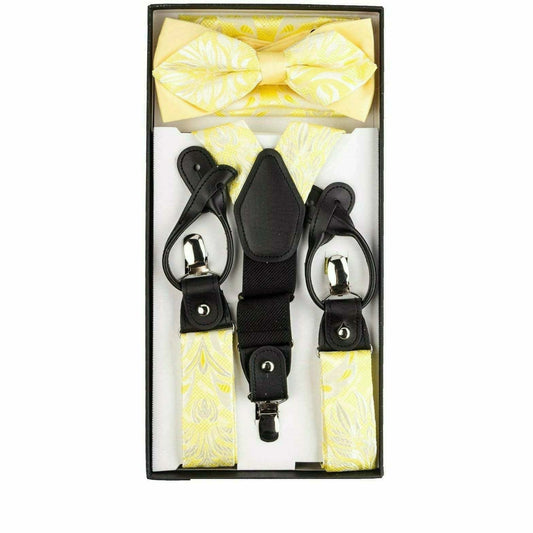 Vittorio Farina Men's Paisley Clip End Suspender with Silver Hardware in Gift Box: 70% Polyester & 30% Elastomer