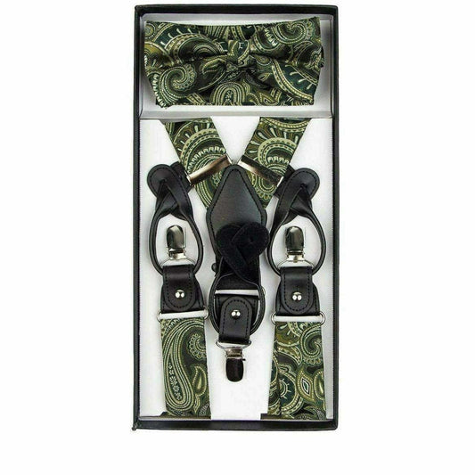 Vittorio Farina Men's Paisley Clip End Suspender with Silver Hardware in Gift Box: 70% Polyester & 30% Elastomer