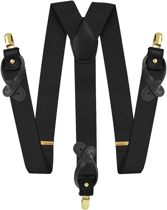 Vittorio Farina Men's Vibrant Colorful Convertible Suspender - SUSP-CONV-GC_BLACK - Classy Cufflinks