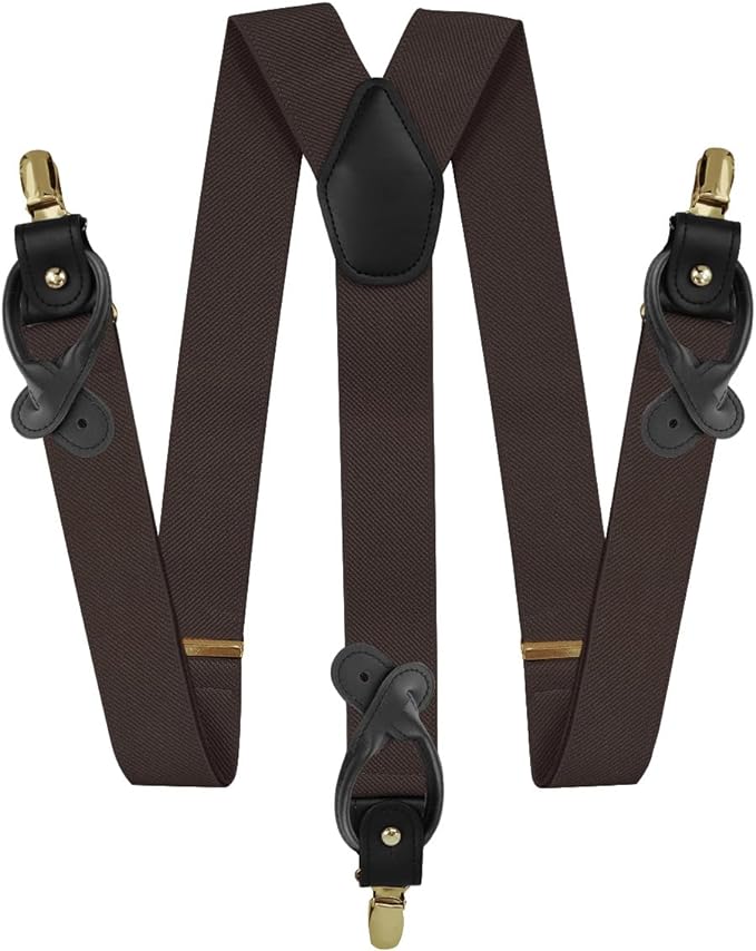 Vittorio Farina Men's Vibrant Colorful Convertible Suspender - SUSP-CONV-GC_BROWN - Classy Cufflinks