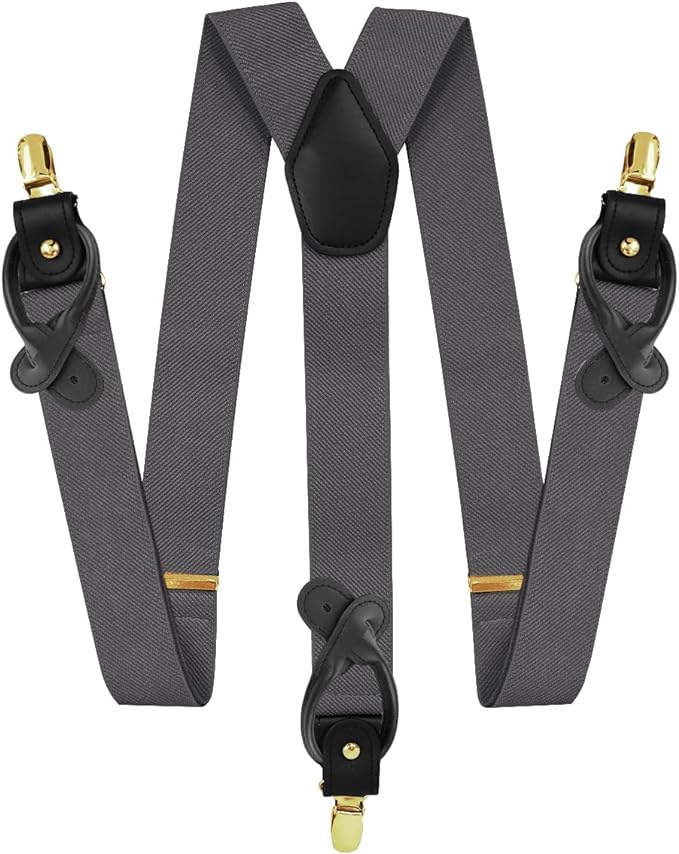 Vittorio Farina Men's Vibrant Colorful Convertible Suspender - SUSP-CONV-GC_CHARCOAL - Classy Cufflinks