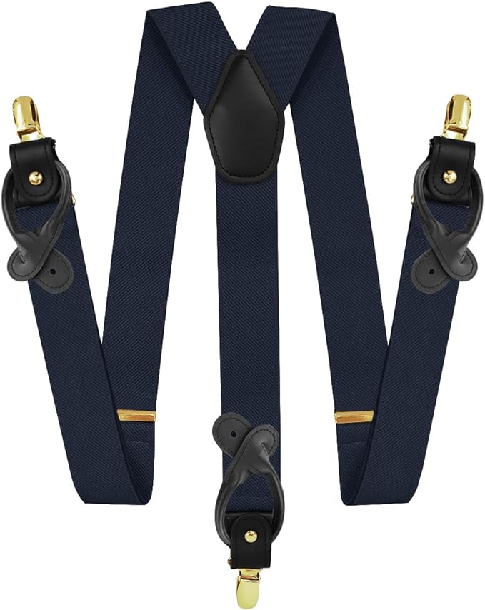 Vittorio Farina Men's Vibrant Colorful Convertible Suspender - SUSP-CONV-GC_DARK-NAVY - Classy Cufflinks