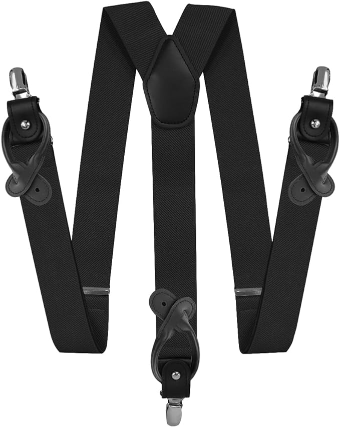 Vittorio Farina Men's Vibrant Colorful Convertible Suspender - SUSP-CONV-SC_BLACK - Classy Cufflinks