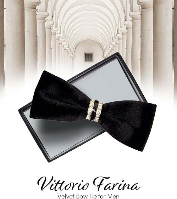 Vittorio Farina Velvet Bow Tie - vb - 001 - Classy Cufflinks