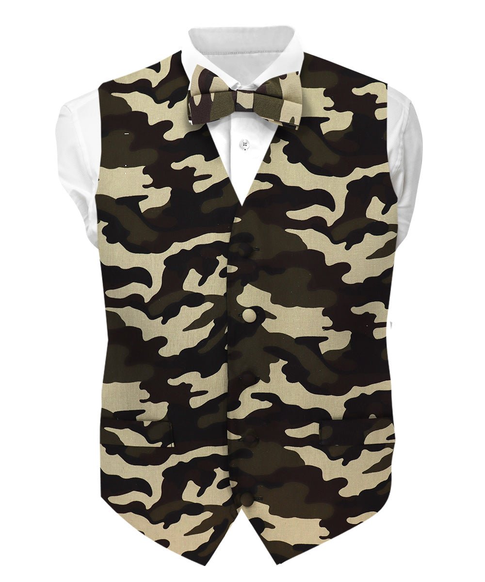 Vittorio Farina Kente Vest & Bow Tie - vest_kente_BB_camo_S - Classy Cufflinks