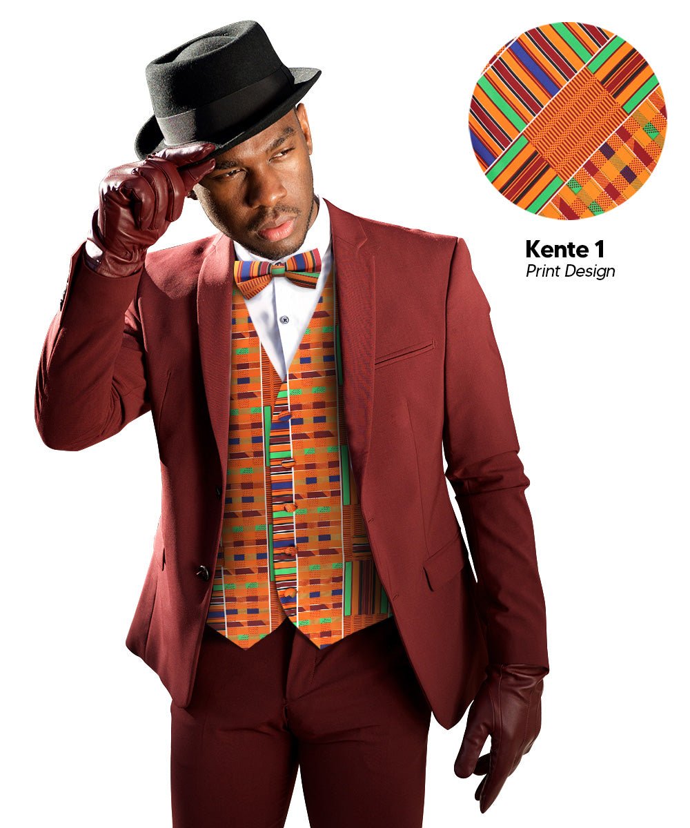 Vittorio Farina Kente Vest & Bow Tie - vest_kente_BB_Kente #1_S - Classy Cufflinks