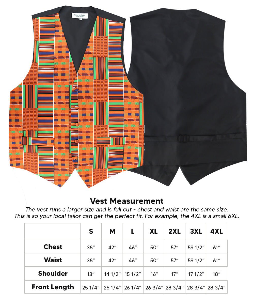 Vittorio Farina Kente Vest & Bow Tie - vest_kente_BB_Kente #1_S - Classy Cufflinks