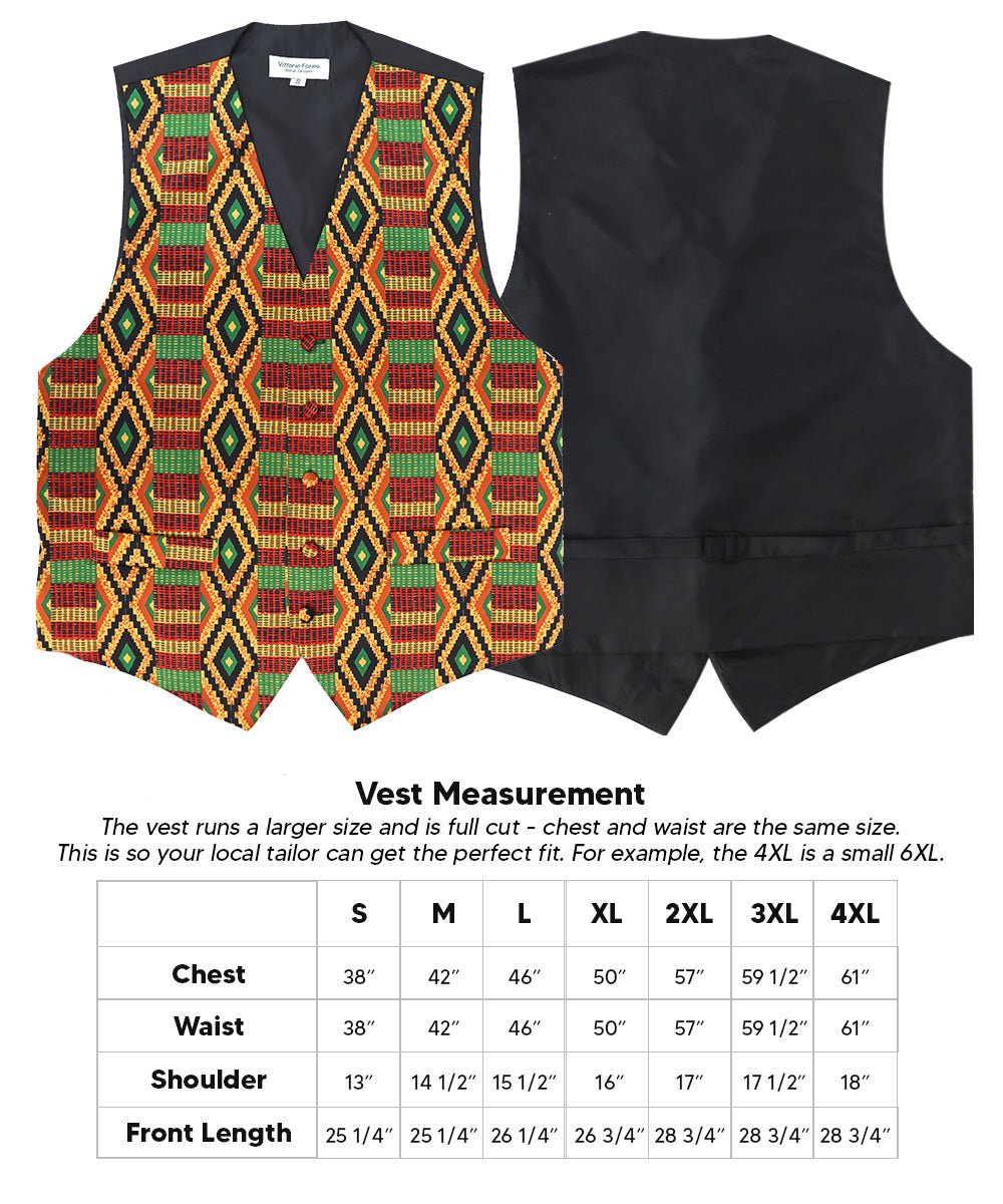 Vittorio Farina Kente Vest & Bow Tie - vest_kente_BB_Kente #2_S - Classy Cufflinks