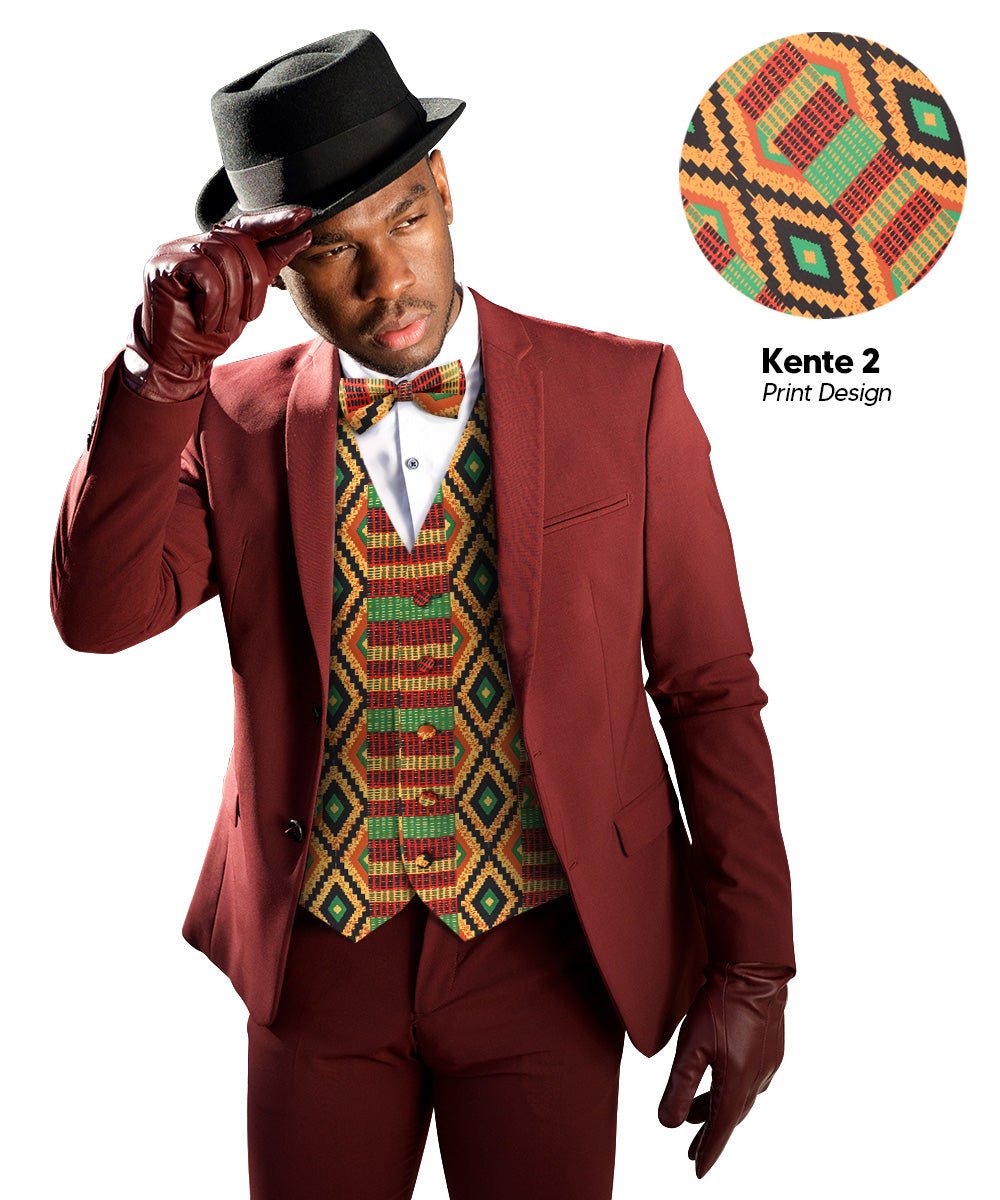 Vittorio Farina Kente Vest & Bow Tie - vest_kente_BB_Kente #2_S - Classy Cufflinks