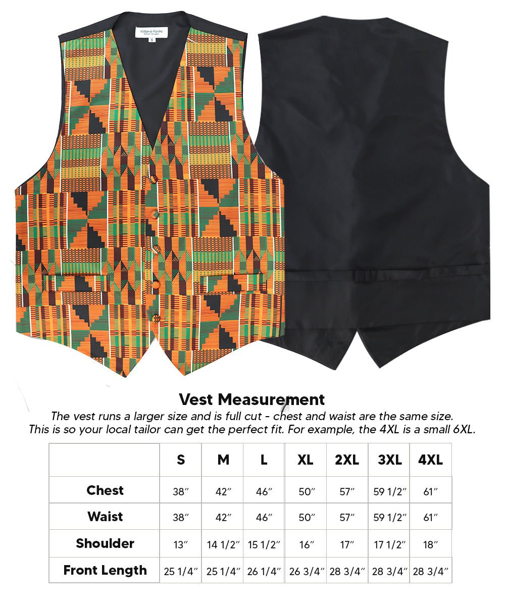 Vittorio Farina Kente Vest & Bow Tie - vest_kente_BB_Kente #3_S - Classy Cufflinks