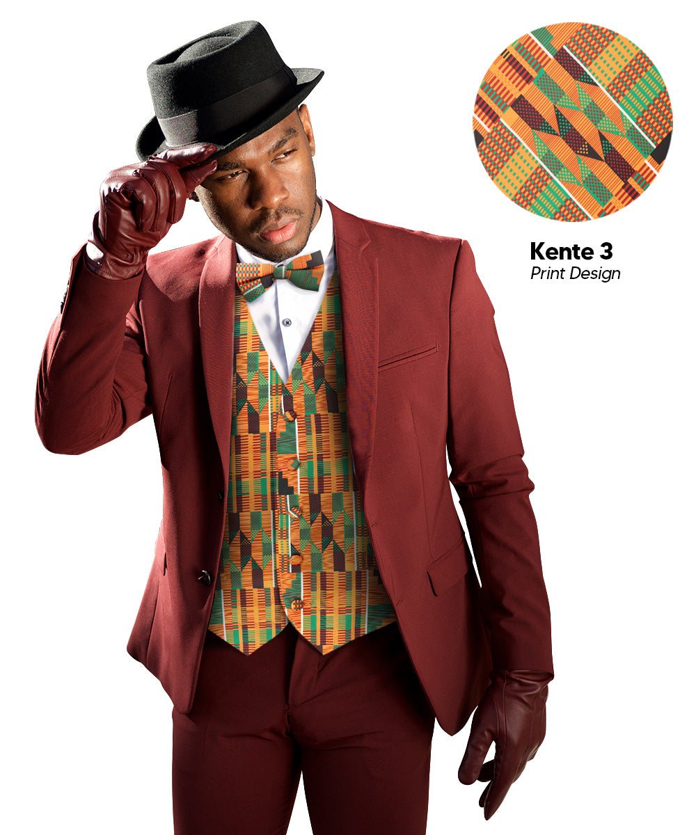 Vittorio Farina Kente Vest & Bow Tie - vest_kente_BB_Kente #3_S - Classy Cufflinks