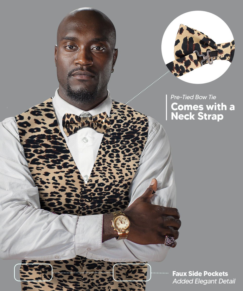 Vittorio Farina Kente Vest & Bow Tie - vest_kente_BB_leo_S - Classy Cufflinks