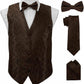 Vittorio Farina Paisley Vest Set (Black Back) Var. 01 (Black-Plum) - vest_paisley_BB_brown_XS - Classy Cufflinks