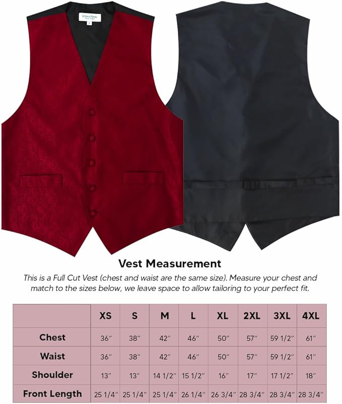 Vittorio Farina Paisley Vest Set (Black Back) Var. 01 (Black-Plum) - vest_paisley_BB_burgundy_XS - Classy Cufflinks