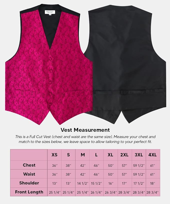 Vittorio Farina Paisley Vest Set (Black Back) Var. 01 (Black-Plum) - vest_paisley_BB_hotpink_XS - Classy Cufflinks