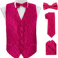 Vittorio Farina Paisley Vest Set (Black Back) Var. 01 (Black-Plum) - vest_paisley_BB_hotpink_XS - Classy Cufflinks