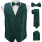 Vittorio Farina Men's Woven Paisley Vest, Necktie, Bow Tie and Pocket Square Set (Black Back) - vest_paisley_BB_hunter_XS - Classy Cufflinks