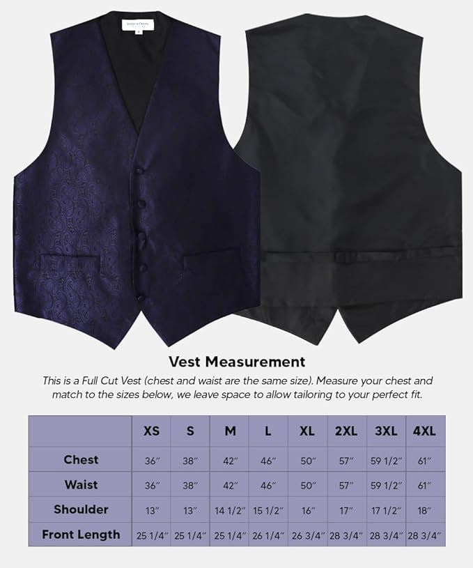 Vittorio Farina Paisley Vest Set (Black Back) Var. 01 (Black-Plum) - vest_paisley_BB_navy_XS - Classy Cufflinks