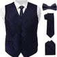 Vittorio Farina Paisley Vest Set (Black Back) Var. 01 (Black-Plum) - vest_paisley_BB_navy_XS - Classy Cufflinks