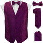 Vittorio Farina Paisley Vest Set (Black Back) Var. 01 (Black-Plum) - vest_paisley_BB_plum_XS - Classy Cufflinks