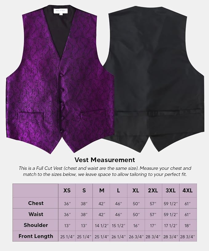 Vittorio Farina Paisley Vest Set (Black Back) Var. 02 (Purple-UT Burnt Orange) - vest_paisley_BB_purple_XS - Classy Cufflinks