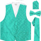 Vittorio Farina Paisley Vest Set (White Back) Var. 01 (Aqua-Mint) - vest_paisley_WB_aqua_XS - Classy Cufflinks