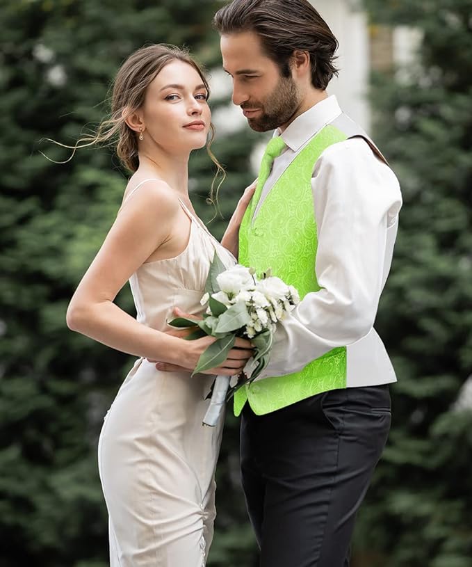 Vittorio Farina Paisley Vest Set (White Back) Var. 01 (Aqua-Mint) - vest_paisley_WB_mint_XS - Classy Cufflinks