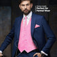 Vittorio Farina Paisley Vest Set (White Back) Var. 02 (Pink-Yellow) - vest_paisley_WB_pink_XS - Classy Cufflinks