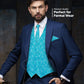 Vittorio Farina Men's Woven Paisley Vest, Necktie, Bow Tie and Pocket Square Set (White Back) - vest_paisley_WB_turquoise_XS - Classy Cufflinks