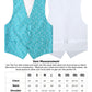 Vittorio Farina Men's Woven Paisley Vest, Necktie, Bow Tie and Pocket Square Set (White Back) - vest_paisley_WB_turquoise_XS - Classy Cufflinks