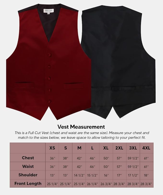 Vittorio Farina Solid Satin Vest Set (Black Back) Var. 01 (Aggie Maroon-Hunter) - vest_plain_BB_aggiemaroon_XS - Classy Cufflinks