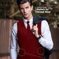 Vittorio Farina Solid Satin Vest Set (Black Back) Var. 01 (Aggie Maroon-Hunter) - vest_plain_BB_aggiemaroon_XS - Classy Cufflinks