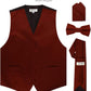 Vittorio Farina Solid Satin Vest Set (Black Back) Var. 01 (Aggie Maroon-Hunter) - vest_plain_BB_burgundy_XS - Classy Cufflinks