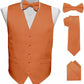 Vittorio Farina Solid Satin Vest Set (Black Back) Var. 03 (Royal-Wine) - vest_plain_BB_burntorange_XS - Classy Cufflinks