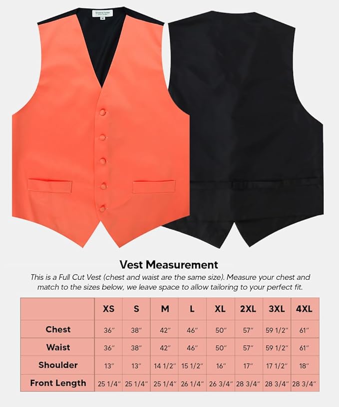 Vittorio Farina Solid Satin Vest Set (Black Back) Var. 01 (Aggie Maroon-Hunter) - vest_plain_BB_coral_XS - Classy Cufflinks