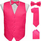 Vittorio Farina Solid Satin Vest Set (Black Back) Var. 01 (Aggie Maroon-Hunter) - vest_plain_BB_hotpink_XS - Classy Cufflinks