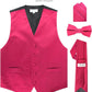 Vittorio Farina Solid Satin Vest Set (Black Back) Var. 01 (Aggie Maroon-Hunter) - vest_plain_BB_hotpink_XS - Classy Cufflinks