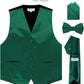 Vittorio Farina Solid Satin Vest Set (Black Back) Var. 01 (Aggie Maroon-Hunter) - vest_plain_BB_hunter_XS - Classy Cufflinks