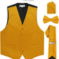 Vittorio Farina Solid Satin Vest Set (Black Back) Var. 02 (Lime-Rose Gold) - vest_plain_BB_mustard_XS - Classy Cufflinks