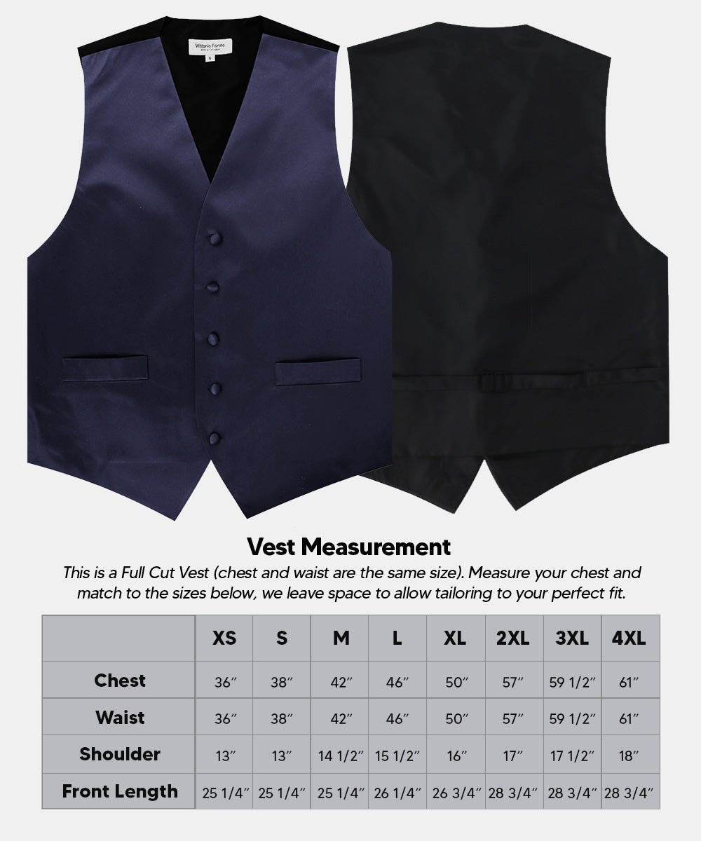 Vittorio Farina Solid Satin Vest Set (Black Back) Var. 02 (Lime - Rose Gold) - vest_plain_BB_navy_XS - Classy Cufflinks