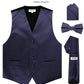 Vittorio Farina Solid Satin Vest Set (Black Back) Var. 02 (Lime - Rose Gold) - vest_plain_BB_navy_XS - Classy Cufflinks