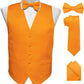 Vittorio Farina Solid Satin Vest Set (Black Back) Var. 02 (Lime-Rose Gold) - vest_plain_BB_orange_XS - Classy Cufflinks