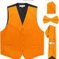 Vittorio Farina Solid Satin Vest Set (Black Back) Var. 02 (Lime-Rose Gold) - vest_plain_BB_orange_XS - Classy Cufflinks